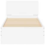 vidaXL Cadru de pat cu tăblie și lumini LED, alb, 90x190 cm