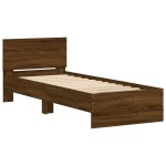 vidaXL Cadru de pat cu tăblie și lumini LED, stejar maro, 90x190 cm vidaXL Cadru de pat cu tăblie și lumini LED, stejar maro, 90x190 cm