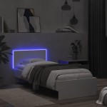 vidaXL Cadru de pat cu tăblie și lumini LED, alb, 75x190 cm