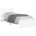 vidaXL Cadru de pat cu tăblie și lumini LED, alb, 75x190 cm