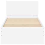 vidaXL Cadru de pat cu tăblie și lumini LED, alb, 75x190 cm