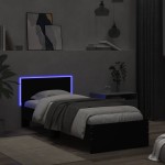 vidaXL Cadru de pat cu tăblie și lumini LED, negru, 75x190 cm vidaXL Cadru de pat cu tăblie și lumini LED, negru, 75x190 cm