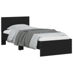 vidaXL Cadru de pat cu tăblie și lumini LED, negru, 75x190 cm vidaXL Cadru de pat cu tăblie și lumini LED, negru, 75x190 cm