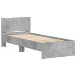 vidaXL Cadru de pat cu tăblie și lumini LED, gri beton, 75x190 cm
