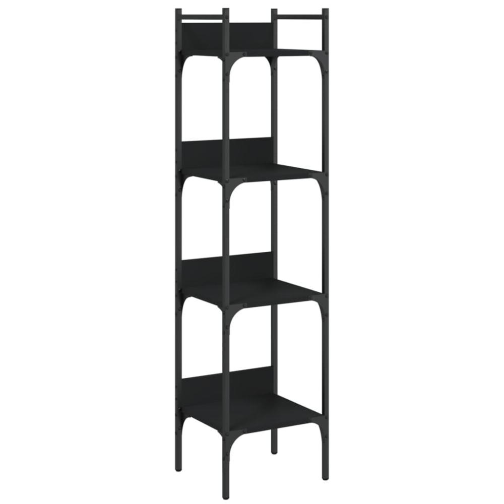 vidaXL Bibliotecă 4 niveluri, negru, 35x30x138,5 cm, lemn prelucrat