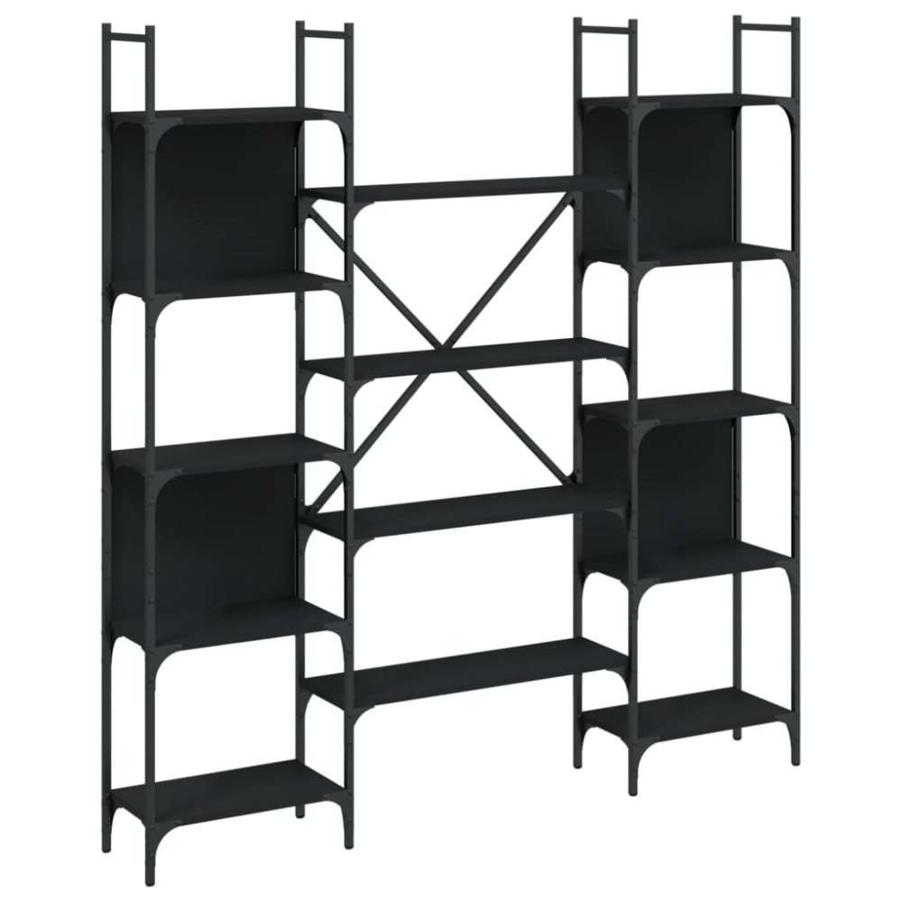 vidaXL Bibliotecă, negru, 155,5x24x166,5 cm, lemn prelucrat