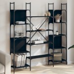 vidaXL Bibliotecă, negru, 155,5x24x166,5 cm, lemn prelucrat vidaXL Bibliotecă, negru, 155,5x24x166,5 cm, lemn prelucrat