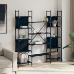 vidaXL Bibliotecă, negru, 155,5x24x166,5 cm, lemn prelucrat vidaXL Bibliotecă, negru, 155,5x24x166,5 cm, lemn prelucrat