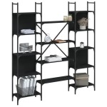 vidaXL Bibliotecă, negru, 155,5x24x166,5 cm, lemn prelucrat vidaXL Bibliotecă, negru, 155,5x24x166,5 cm, lemn prelucrat