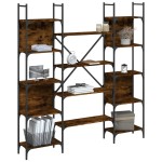 vidaXL Bibliotecă, stejar fumuriu, 155,5x24x166,5 cm, lemn prelucrat vidaXL Bibliotecă, stejar fumuriu, 155,5x24x166,5 cm, lemn prelucrat