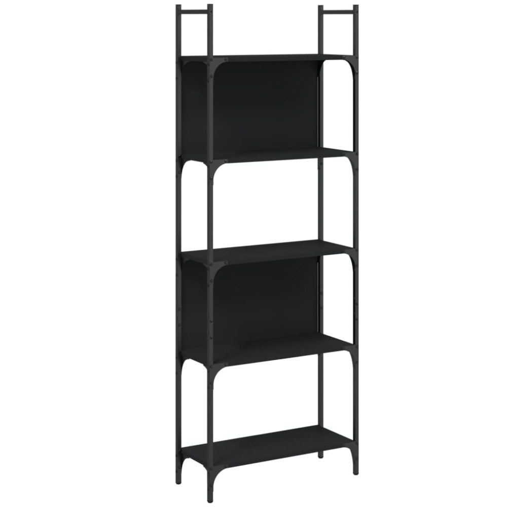 vidaXL Bibliotecă 5 niveluri, negru, 60,5x24x166,5 cm, lemn prelucrat