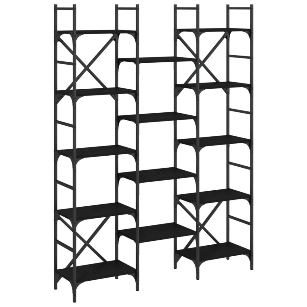 vidaXL Bibliotecă, negru, 127,5x28,5x172,5 cm, lemn prelucrat