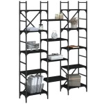 vidaXL Bibliotecă, negru, 127,5x28,5x172,5 cm, lemn prelucrat vidaXL Bibliotecă, negru, 127,5x28,5x172,5 cm, lemn prelucrat