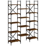 vidaXL Bibliotecă, stejar fumuriu, 127,5x28,5x172,5 cm, lemn prelucrat vidaXL Bibliotecă, stejar fumuriu, 127,5x28,5x172,5 cm, lemn prelucrat