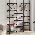 vidaXL Bibliotecă, stejar fumuriu, 127,5x28,5x172,5 cm, lemn prelucrat vidaXL Bibliotecă, stejar fumuriu, 127,5x28,5x172,5 cm, lemn prelucrat