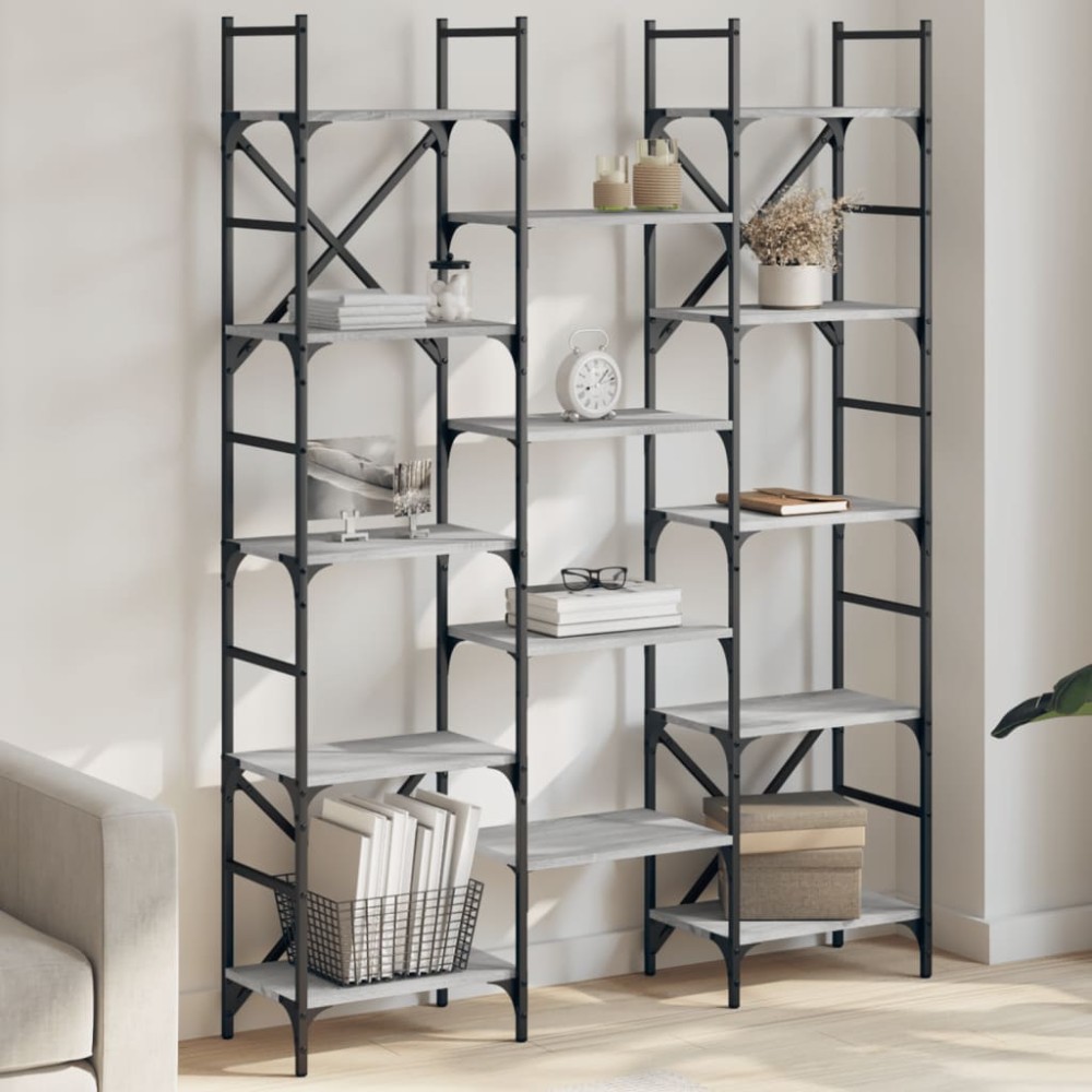vidaXL Bibliotecă, gri sonoma, 127,5x28,5x172,5 cm, lemn prelucrat