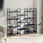 vidaXL Bibliotecă, negru, 160x28,5x136,5 cm, lemn prelucrat vidaXL Bibliotecă, negru, 160x28,5x136,5 cm, lemn prelucrat