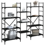 vidaXL Bibliotecă, negru, 160x28,5x136,5 cm, lemn prelucrat vidaXL Bibliotecă, negru, 160x28,5x136,5 cm, lemn prelucrat