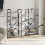 vidaXL Bibliotecă, gri sonoma, 160x28,5x136,5 cm, lemn prelucrat vidaXL Bibliotecă, gri sonoma, 160x28,5x136,5 cm, lemn prelucrat
