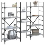 vidaXL Bibliotecă, gri sonoma, 160x28,5x136,5 cm, lemn prelucrat vidaXL Bibliotecă, gri sonoma, 160x28,5x136,5 cm, lemn prelucrat