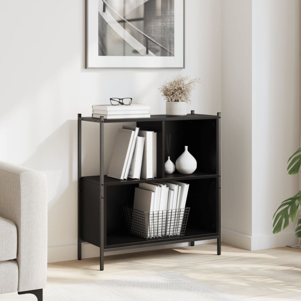 vidaXL Bibliotecă, negru, 72x28x77,5 cm, lemn prelucrat
