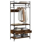 vidaXL Șifonier cu sertare stejar fumuriu 89x39x184,5 cm lemn compozit vidaXL Șifonier cu sertare stejar fumuriu 89x39x184,5 cm lemn compozit