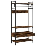 vidaXL Șifonier cu sertare stejar fumuriu 89x39x184,5 cm lemn compozit vidaXL Șifonier cu sertare stejar fumuriu 89x39x184,5 cm lemn compozit