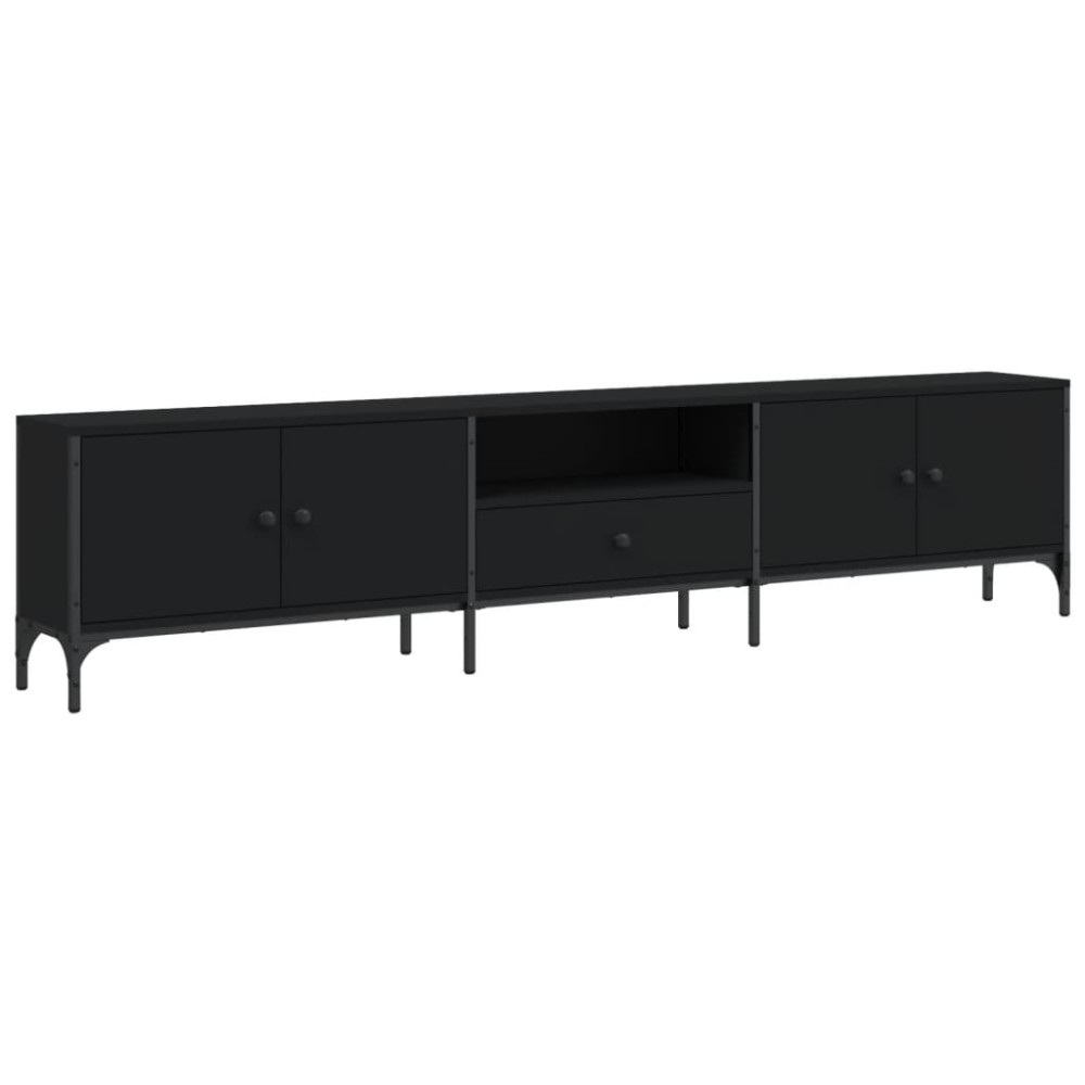 vidaXL Comodă TV cu sertar, negru, 200x25x44 cm, lemn prelucrat