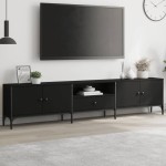 vidaXL Comodă TV cu sertar, negru, 200x25x44 cm, lemn prelucrat vidaXL Comodă TV cu sertar, negru, 200x25x44 cm, lemn prelucrat