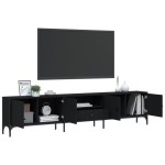 vidaXL Comodă TV cu sertar, negru, 200x25x44 cm, lemn prelucrat vidaXL Comodă TV cu sertar, negru, 200x25x44 cm, lemn prelucrat