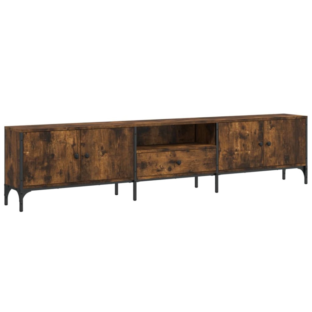 vidaXL Comodă TV cu sertar, stejar fumuriu 200x25x44 cm lemn prelucrat