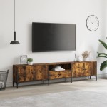 vidaXL Comodă TV cu sertar, stejar fumuriu 200x25x44 cm lemn prelucrat vidaXL Comodă TV cu sertar, stejar fumuriu 200x25x44 cm lemn prelucrat