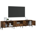 vidaXL Comodă TV cu sertar, stejar fumuriu 200x25x44 cm lemn prelucrat vidaXL Comodă TV cu sertar, stejar fumuriu 200x25x44 cm lemn prelucrat