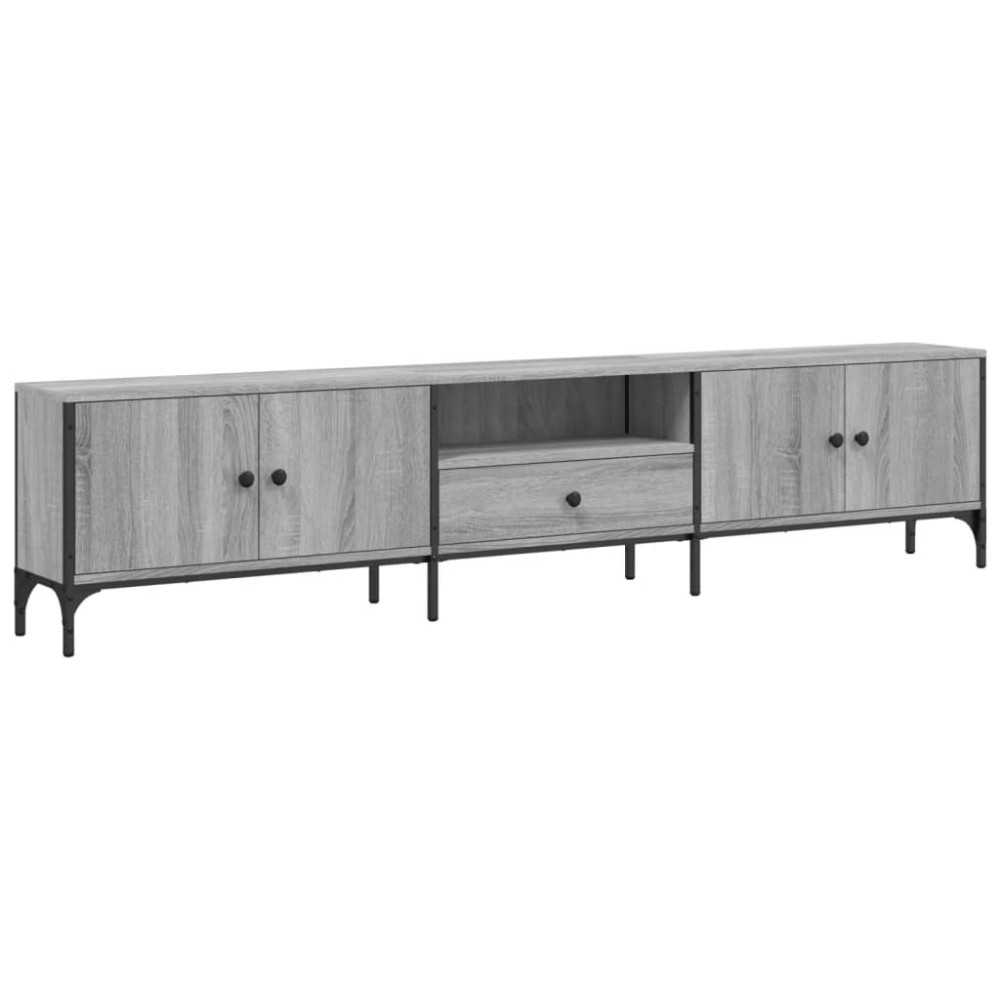 vidaXL Comodă TV cu sertar, gri sonoma, 200x25x44 cm, lemn prelucrat