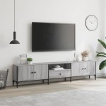 vidaXL Comodă TV cu sertar, gri sonoma, 200x25x44 cm, lemn prelucrat vidaXL Comodă TV cu sertar, gri sonoma, 200x25x44 cm, lemn prelucrat
