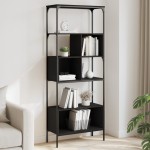 vidaXL Bibliotecă cu 5 niveluri, negru, 76x33x188,5 cm, lemn prelucrat vidaXL Bibliotecă cu 5 niveluri, negru, 76x33x188,5 cm, lemn prelucrat