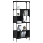 vidaXL Bibliotecă cu 5 niveluri, negru, 76x33x188,5 cm, lemn prelucrat vidaXL Bibliotecă cu 5 niveluri, negru, 76x33x188,5 cm, lemn prelucrat