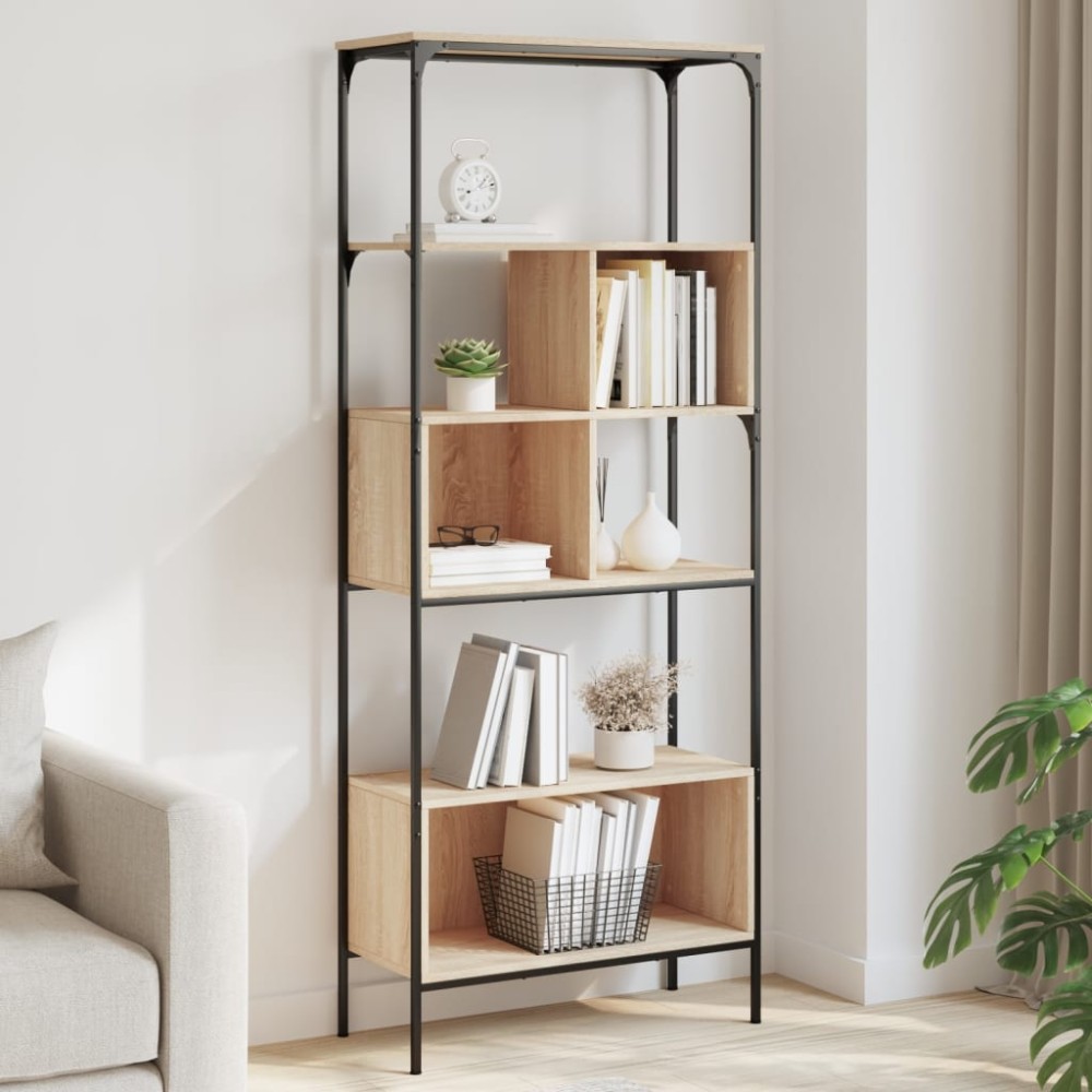 vidaXL Bibliotecă cu 5 niveluri, stejar sonoma, 76x33x188,5 cm, lemn