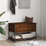 vidaXL Bancă de depozitare, stejar maro, 70x42,5x47 cm, lemn prelucrat vidaXL Bancă de depozitare, stejar maro, 70x42,5x47 cm, lemn prelucrat