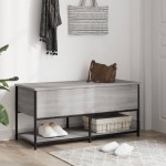 vidaXL Bancă de depozitare, gri sonoma, 100x42,5x47 cm, lemn prelucrat