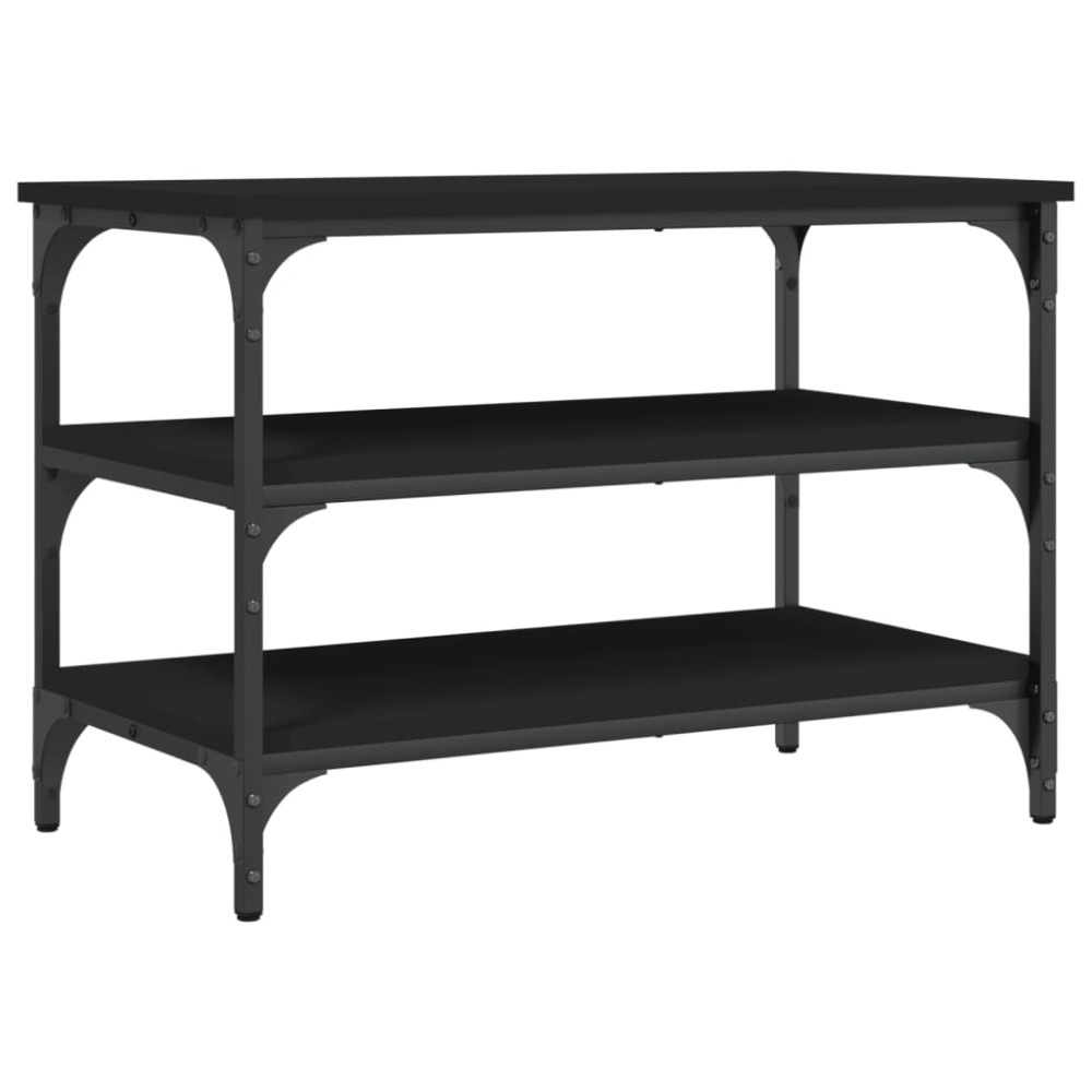 vidaXL Bancă de pantofi, negru, 70x38,5x49 cm, lemn prelucrat
