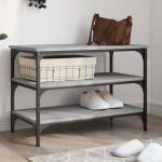 vidaXL Bancă de pantofi, gri sonoma, 70x38,5x49 cm, lemn prelucrat vidaXL Bancă de pantofi, gri sonoma, 70x38,5x49 cm, lemn prelucrat