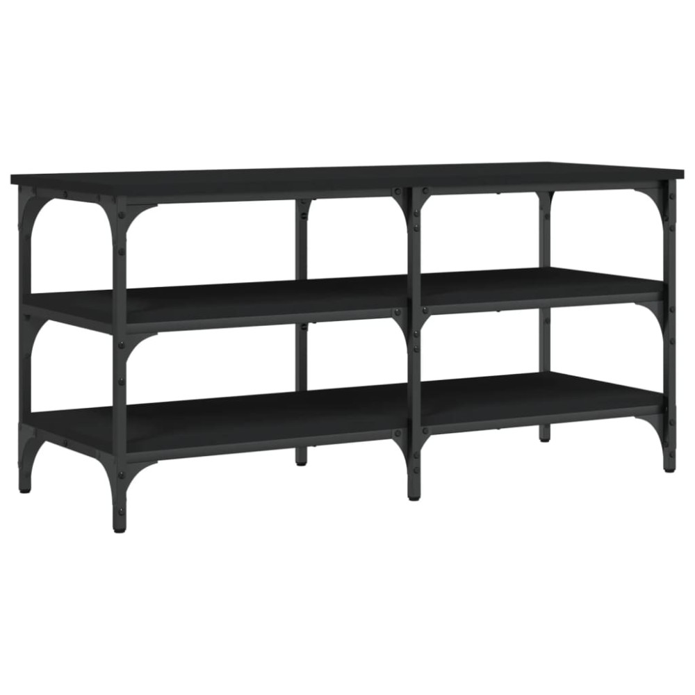 vidaXL Bancă de pantofi, negru, 100x38,5x49 cm, lemn prelucrat