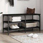 vidaXL Bancă de pantofi, negru, 100x38,5x49 cm, lemn prelucrat vidaXL Bancă de pantofi, negru, 100x38,5x49 cm, lemn prelucrat
