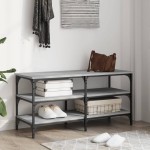 vidaXL Bancă de pantofi, gri sonoma, 100x38,5x49 cm, lemn prelucrat