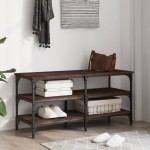vidaXL Bancă de pantofi, stejar maro, 100x38,5x49 cm, lemn prelucrat