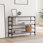 vidaXL Măsuță consolă, gri sonoma, 100x32x75 cm, lemn prelucrat vidaXL Măsuță consolă, gri sonoma, 100x32x75 cm, lemn prelucrat