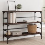 vidaXL Măsuță consolă, stejar maro, 100x32x75 cm, lemn prelucrat vidaXL Măsuță consolă, stejar maro, 100x32x75 cm, lemn prelucrat