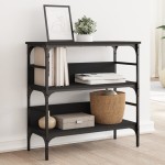 vidaXL Masă consolă, negru, 75x32x75 cm, lemn prelucrat vidaXL Masă consolă, negru, 75x32x75 cm, lemn prelucrat