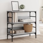 vidaXL Măsuță consolă, gri sonoma, 75x32x75 cm, lemn prelucrat vidaXL Măsuță consolă, gri sonoma, 75x32x75 cm, lemn prelucrat